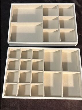 Neutral Cream Compartment Jewelry and Accessory Organizer Trays